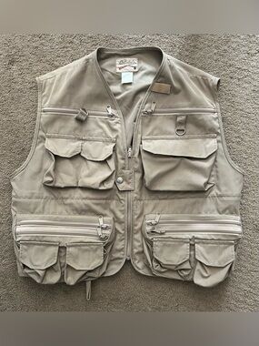 Women's Cabela's Tan Full Zip Hunting Utility Fishing Vest Jacket Sz XL